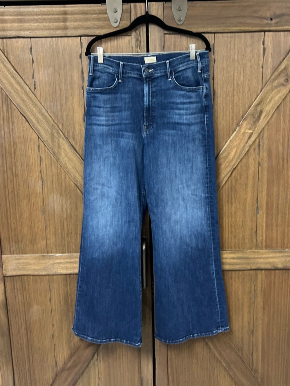 MOTHER The Lil Hustler 70's High Rise Wide Leg Roller Skimp Heirloom Size 34P - Picture 4 of 12